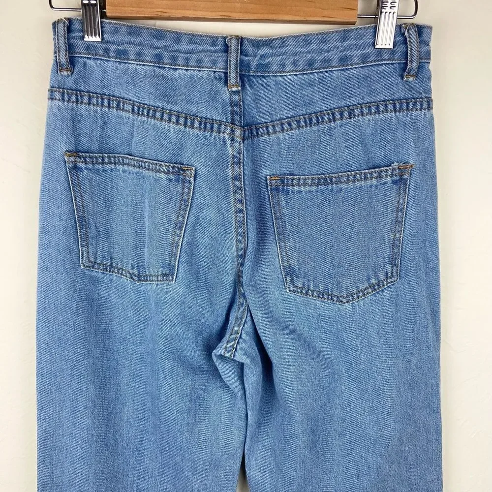 Princess Polly Helena Wide-Leg Crop Raw Hem Jeans